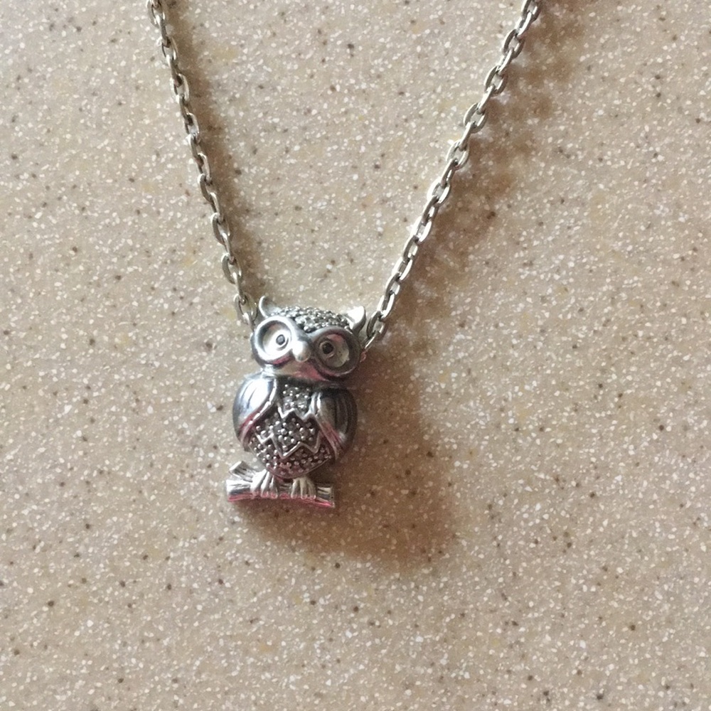 Diamond owl necklace